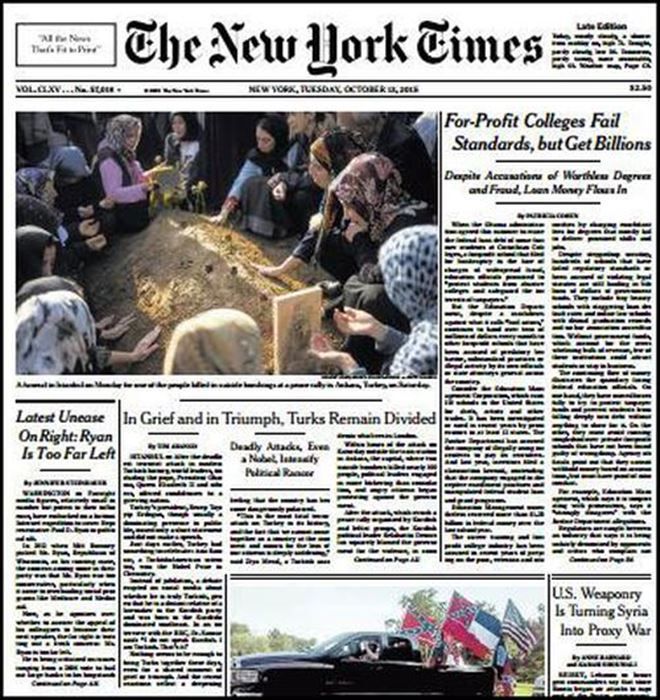 New York Times´tan Çarpıcı Manşet!