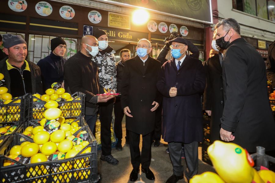 Kılıçdaroğlu, Yavaş ve Yaşar’la Ankara Hali’ni ziyaret etti