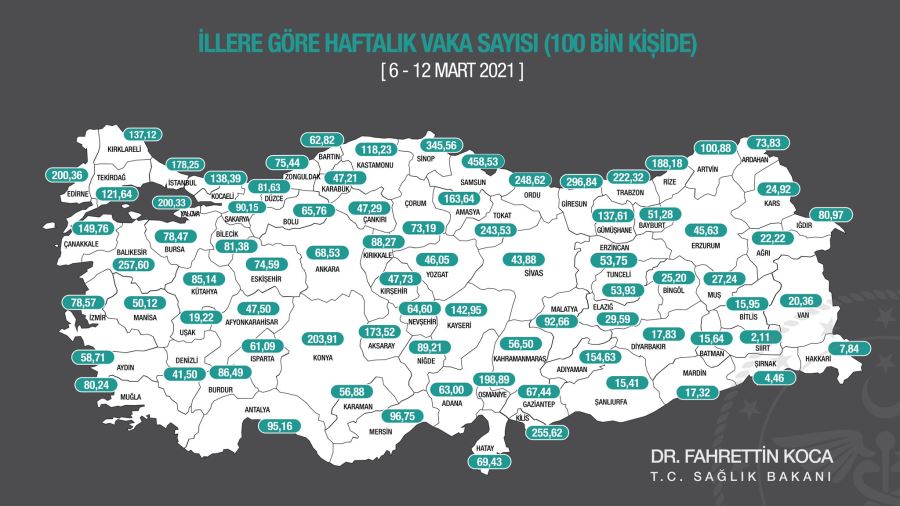GECE YARISI PAYLAŞILAN ‘VAKA SAYILARI HARİTASI’NA TEPKİ YAĞDI