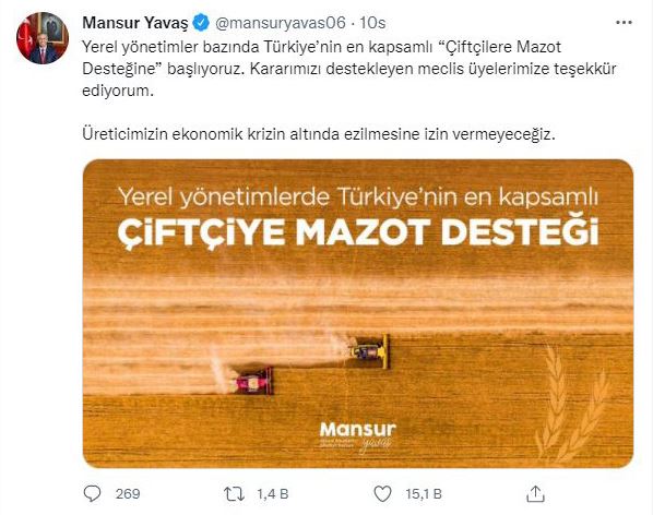 ÇİFTÇİYE MAZOT DESTEĞİ   
