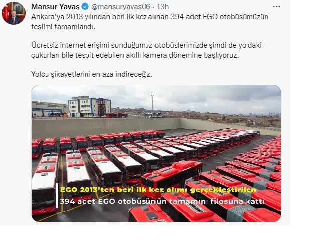 394 ADET YENİ EGO OTOBÜSÜ BAŞKENT YOLLARINDA