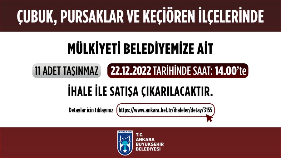 11 ADET ARSA İHALE YOLUYLA SATILACAK