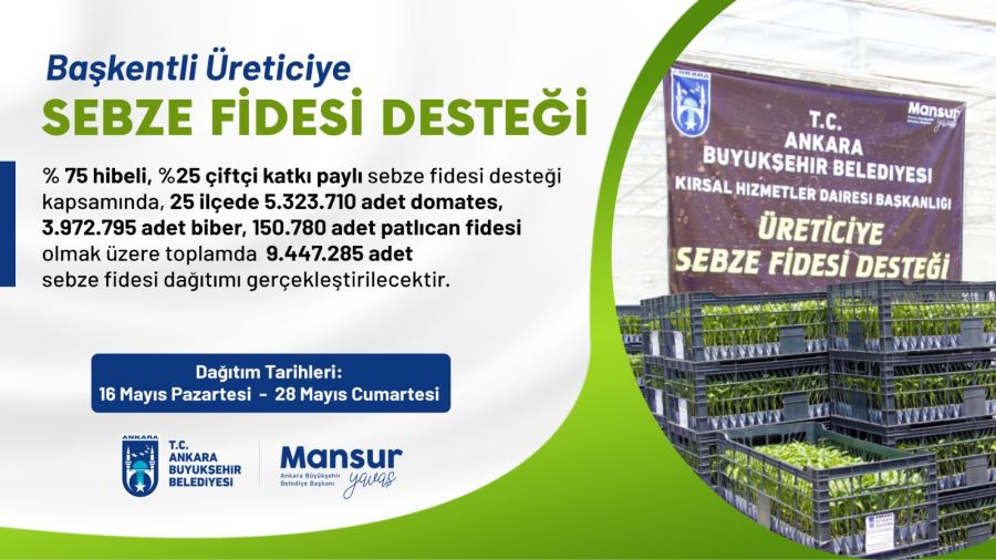 ABB’DEN BAŞKENTLİ ÇİFTÇİYE ŞİMDİ DE SEBZE FİDESİ DESTEĞİ