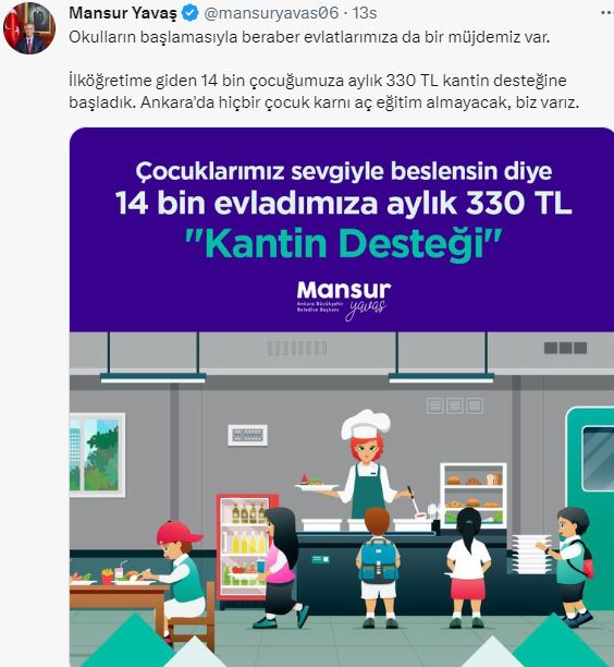 AYLIK 330 TL’LİK KANTİN DESTEĞİ BAŞKENT KARTLARA YÜKLENDİ